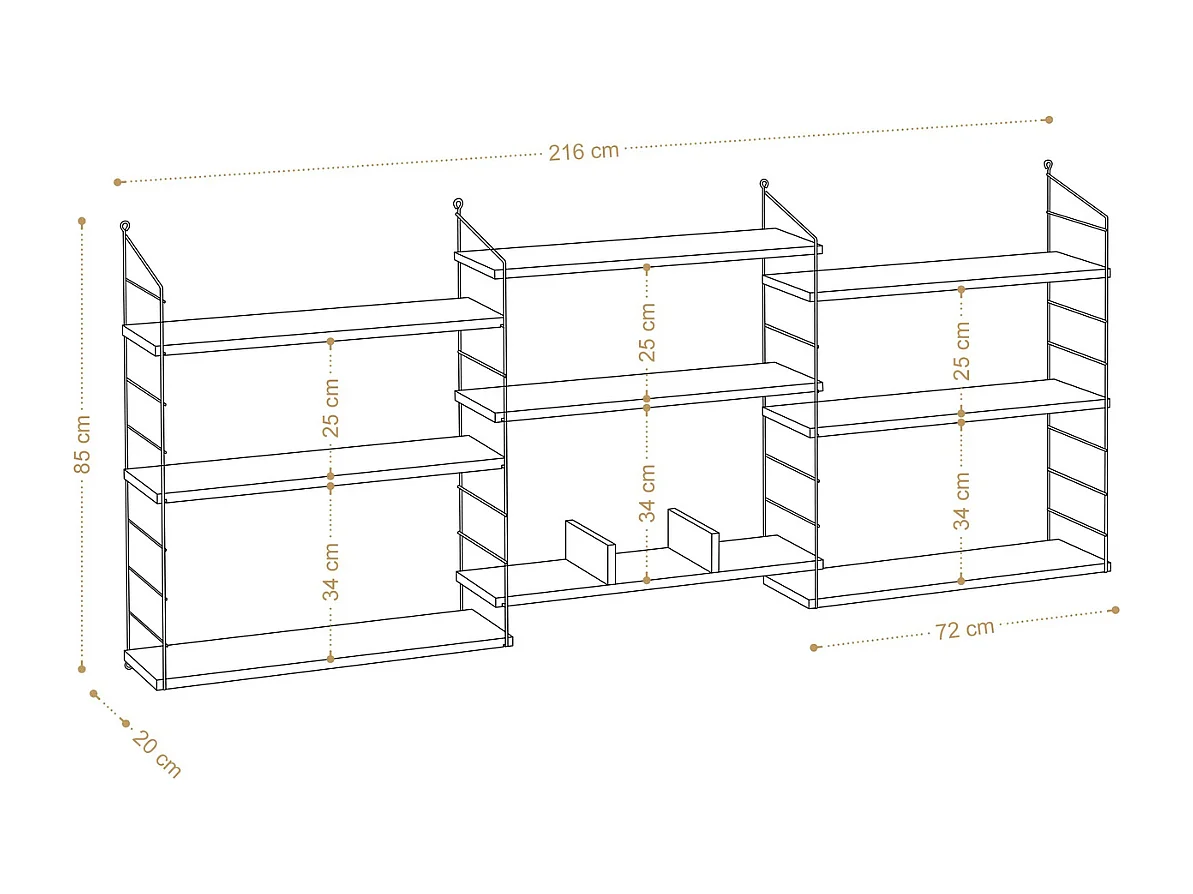 Etagère blanche avec métal noir H216 cm - LUNGO