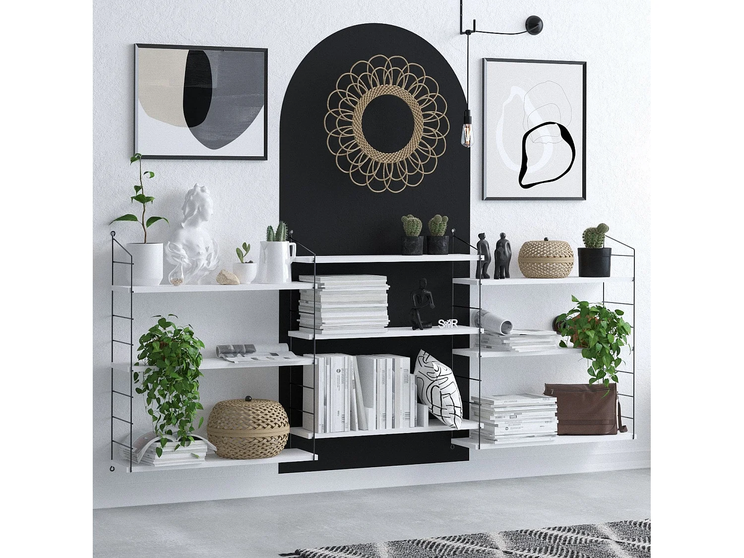 Etagère blanche avec métal noir H216 cm - LUNGO