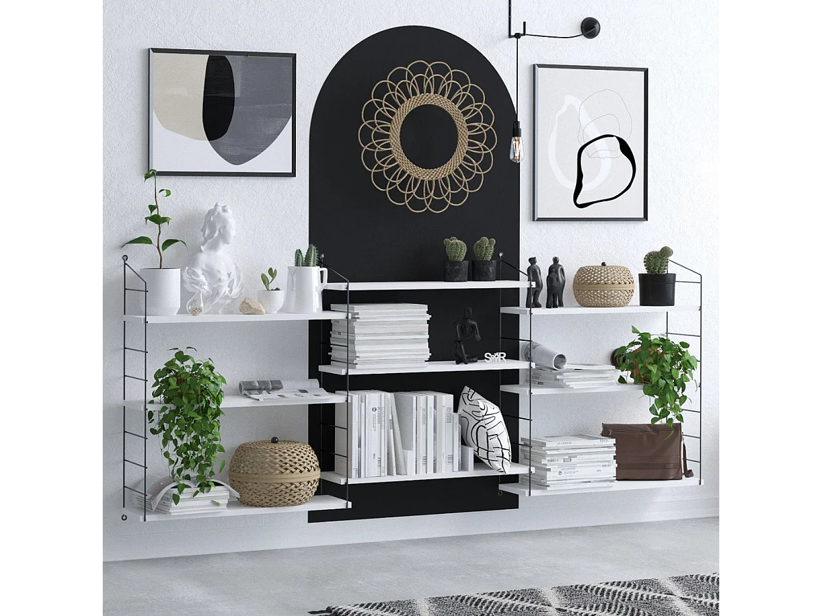 Estantería blanca con metal negro H216 cm - LUNGO