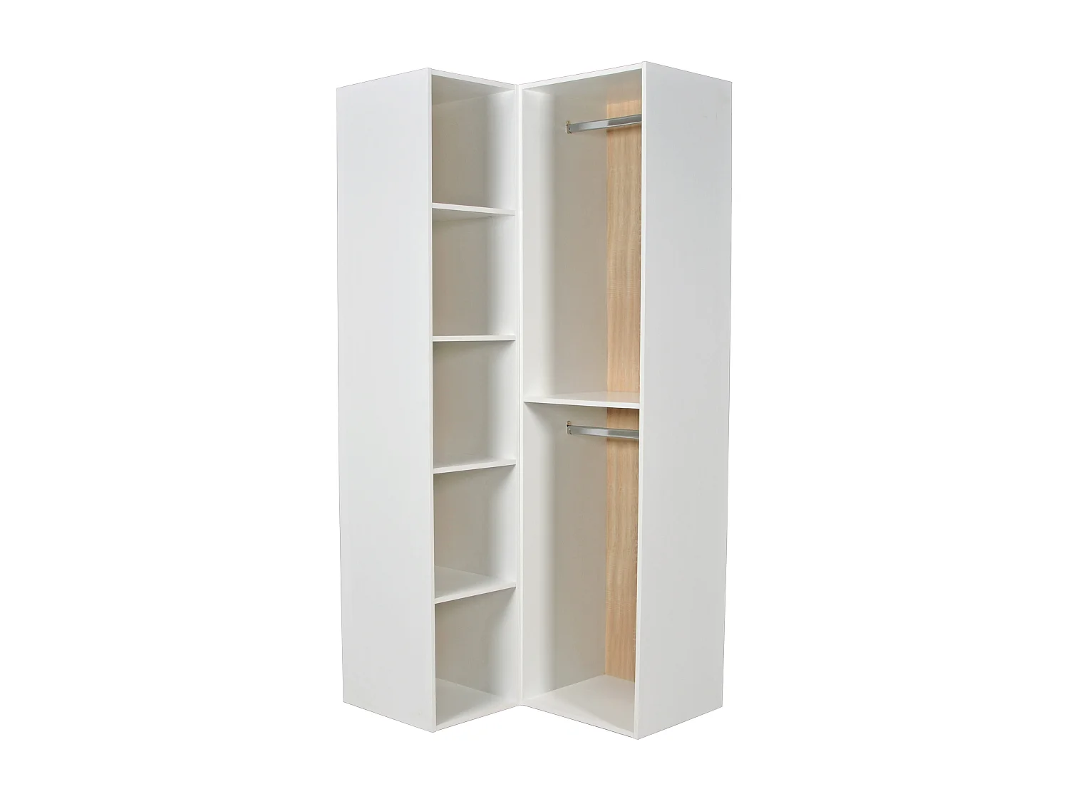 Guardaroba angolare modulare L144,5 cm Bianco e Naturale - TAMOKA