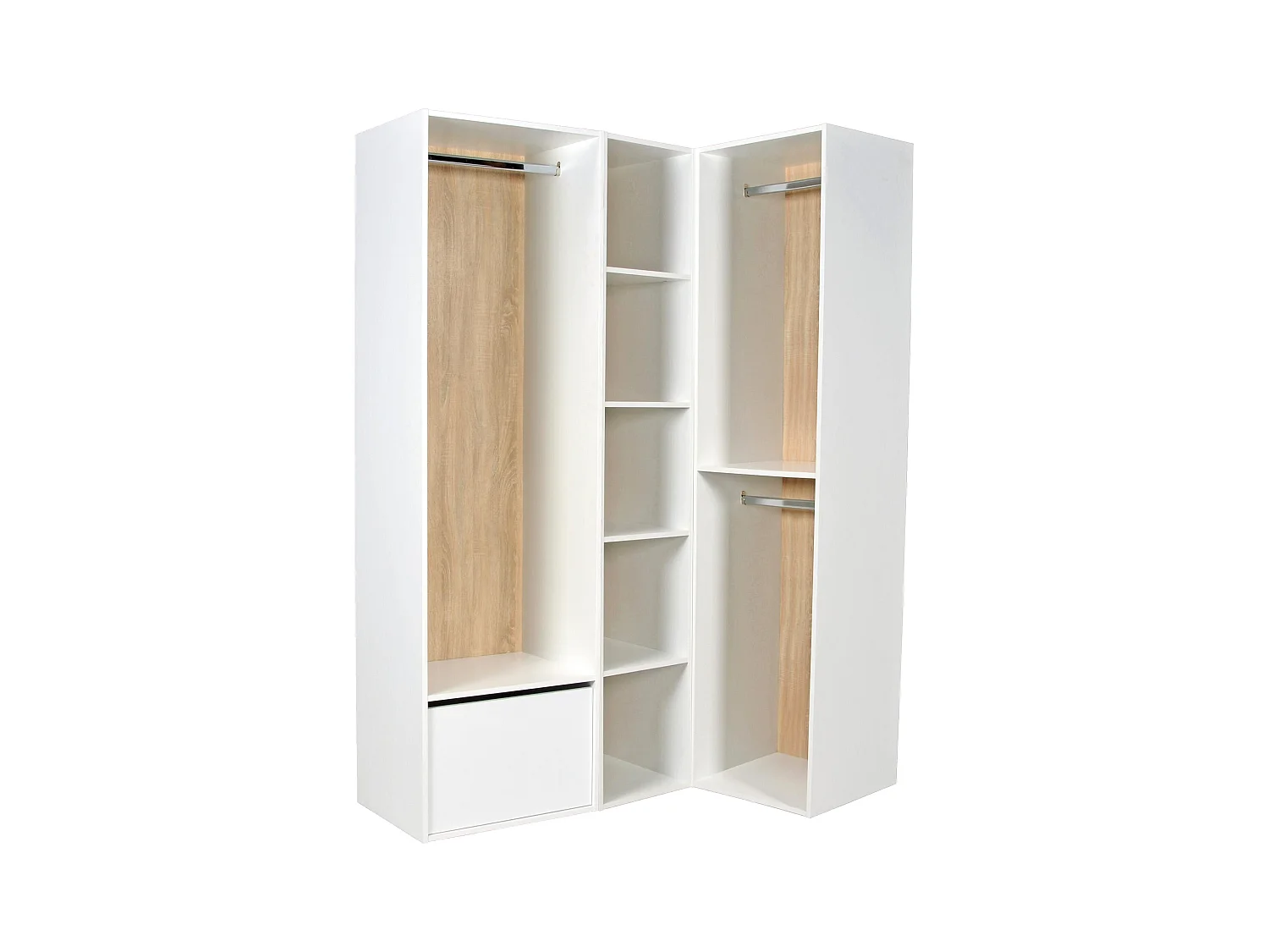 Moduleerbare hoekdressing - L144,5 cm - Wit en naturel - TAMOKA