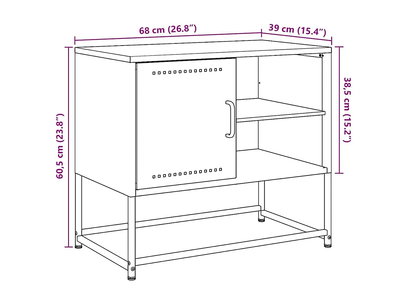 TV-Schrank Rosa 68x39x60,5 cm Stahl