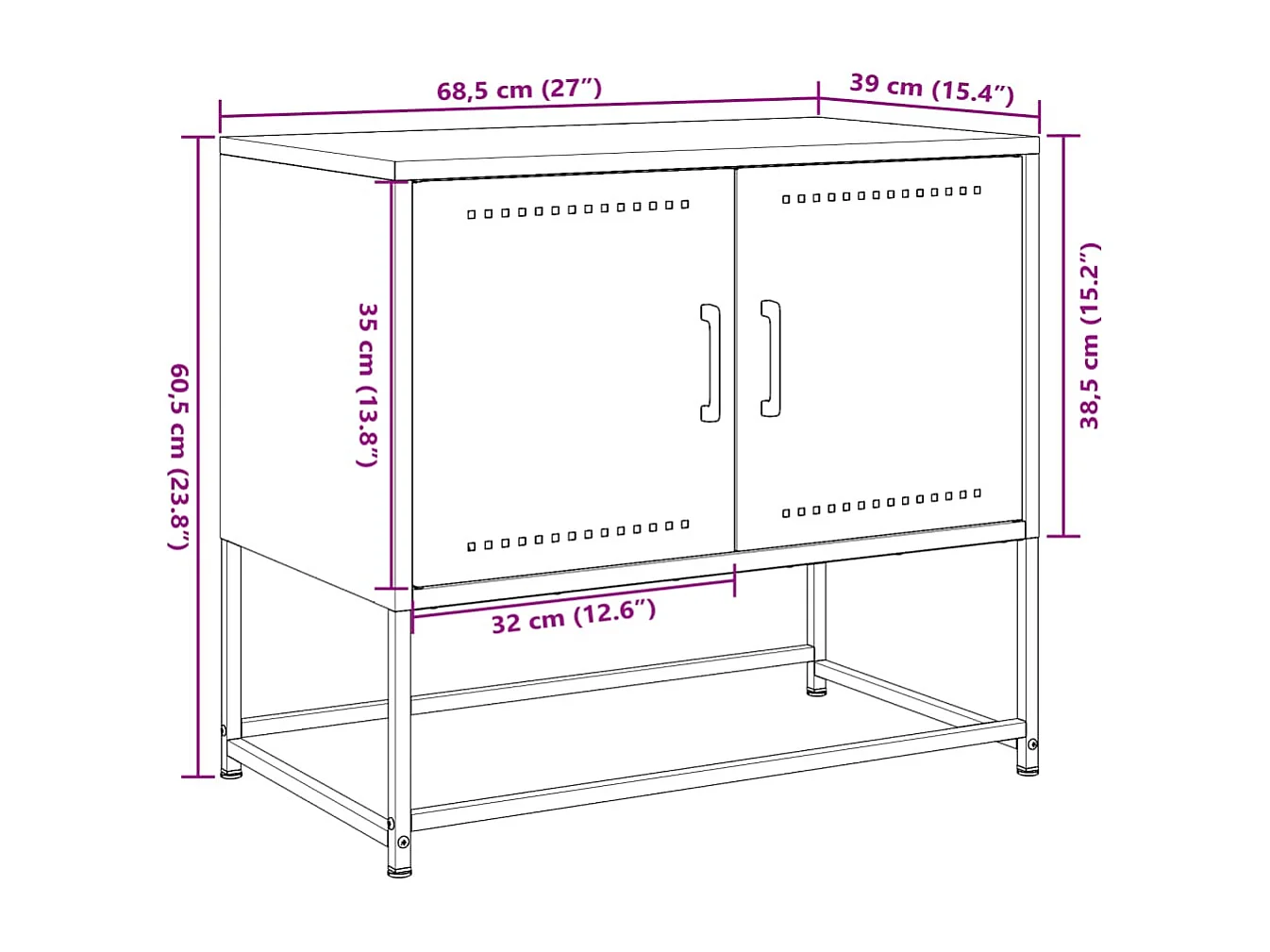 Mobile TV Rosa 68,5x39x60,5 cm in Acciaio
