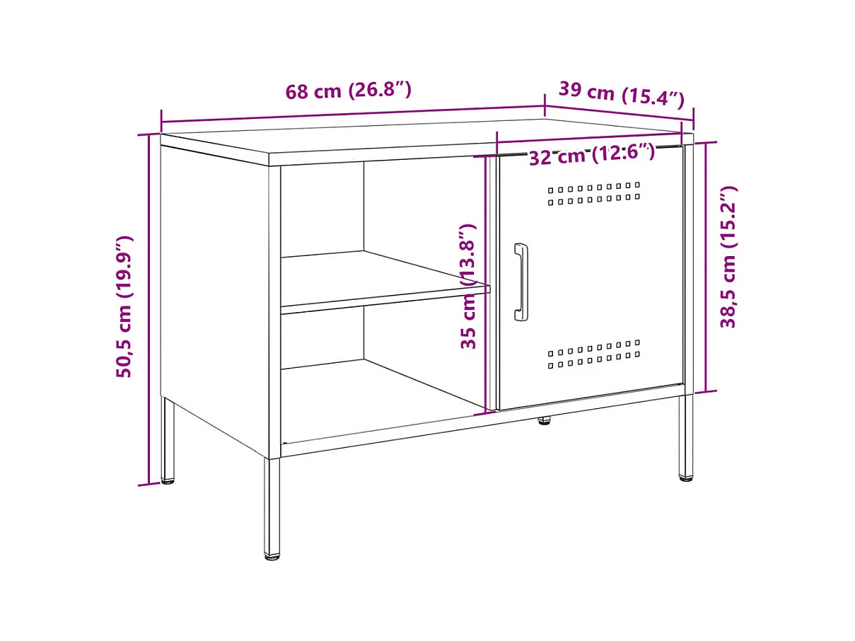 Meubles TV 2 pcs vert olive 68x39x50,5 cm acier