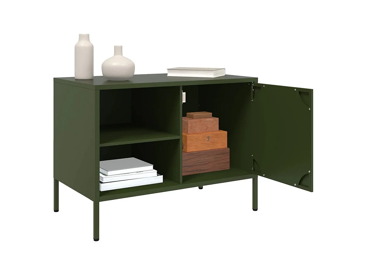 Meubles TV 2 pcs vert olive 68x39x50,5 cm acier