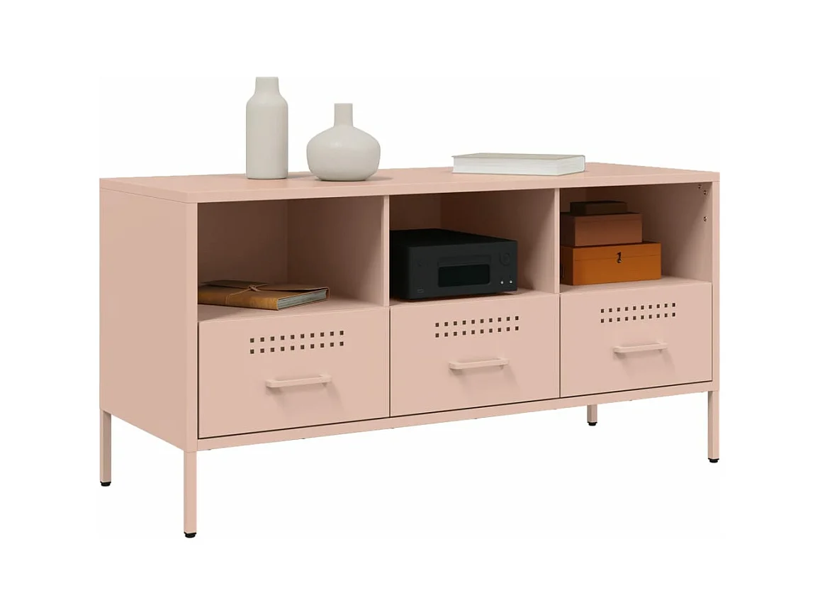 Meuble TV rose 100,5x39x50,5 cm acier