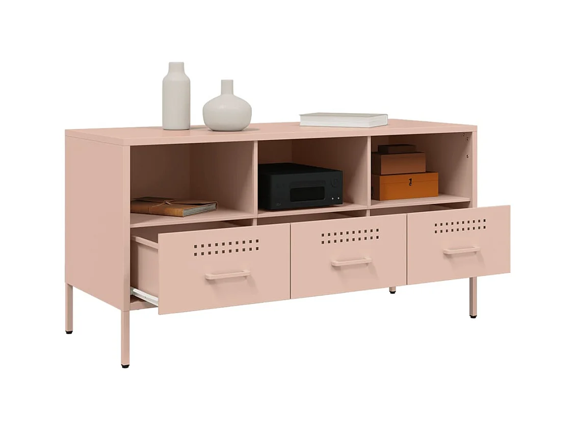 Meuble TV rose 100,5x39x50,5 cm acier