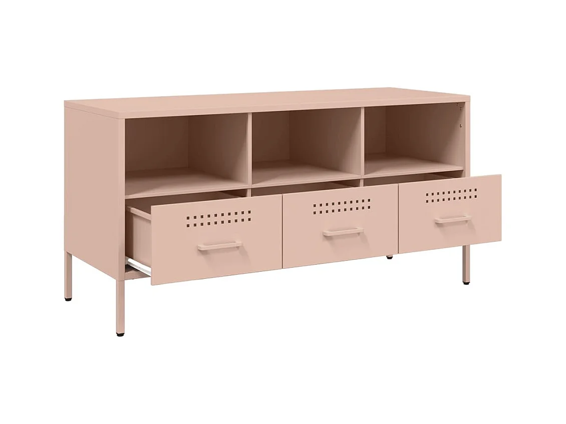 Meuble TV rose 100,5x39x50,5 cm acier