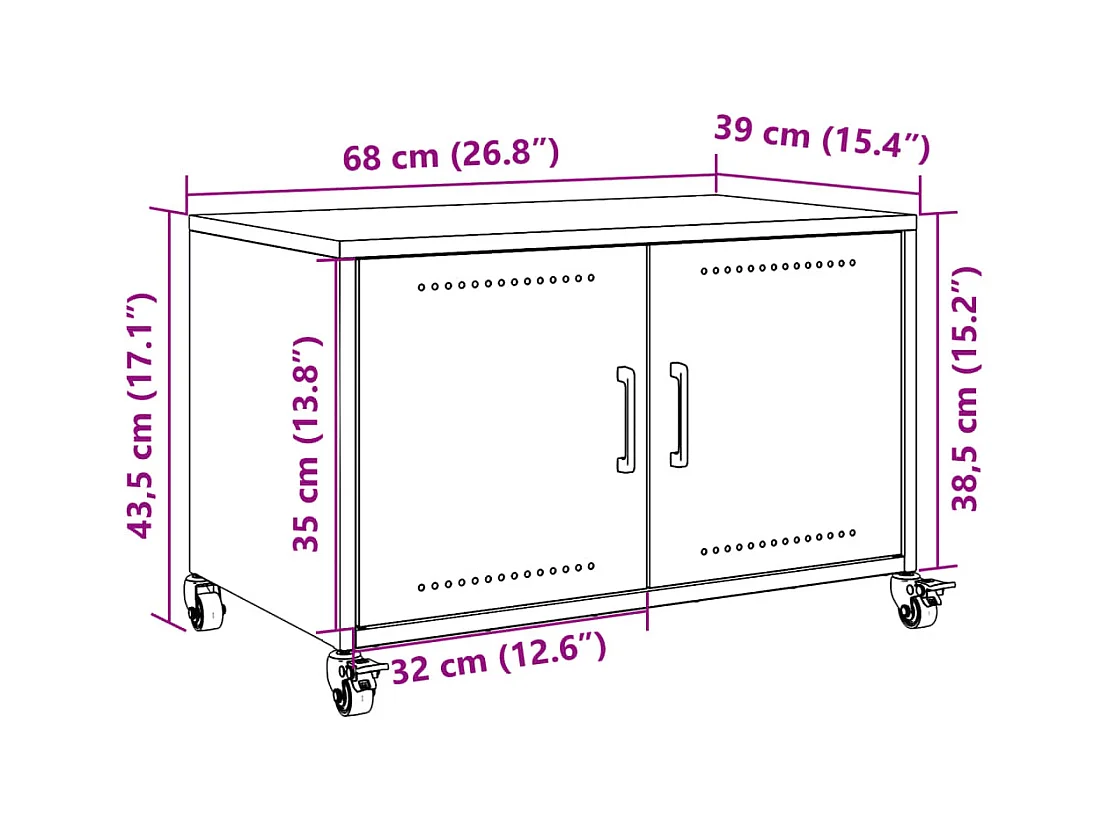 Tv-meubel 68x39x43,5 cm staal roze