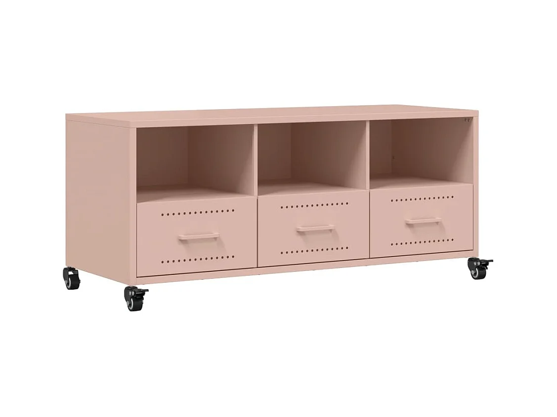 Meuble TV rose 100,5x39x43,5 cm acier