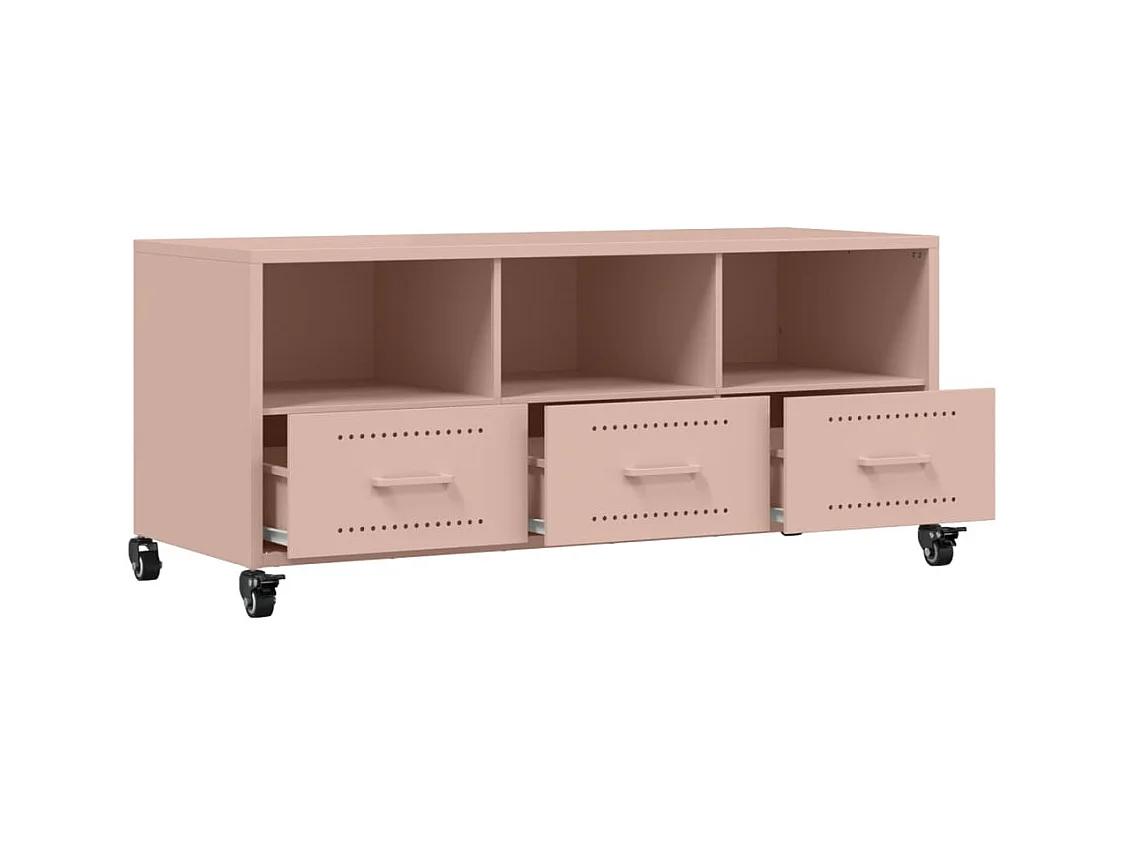 Meuble TV rose 100,5x39x43,5 cm acier