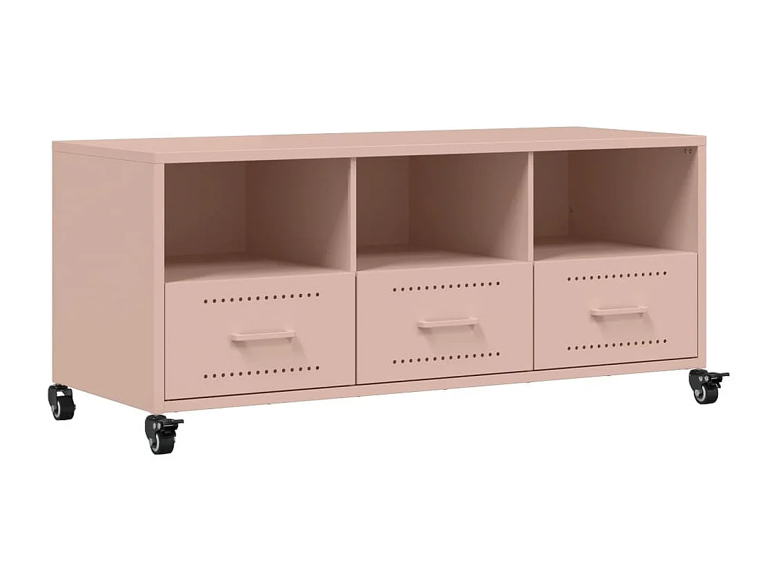 Meuble TV rose 100,5x39x43,5 cm acier