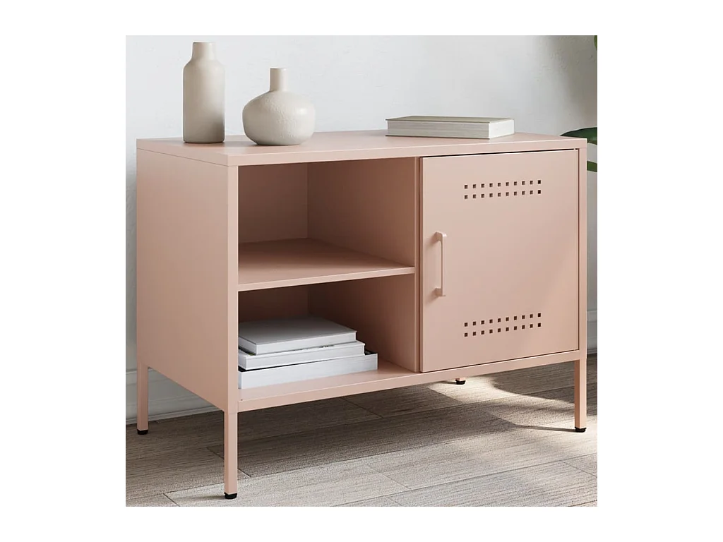 Meuble TV rose 68x39x50,5 cm acier