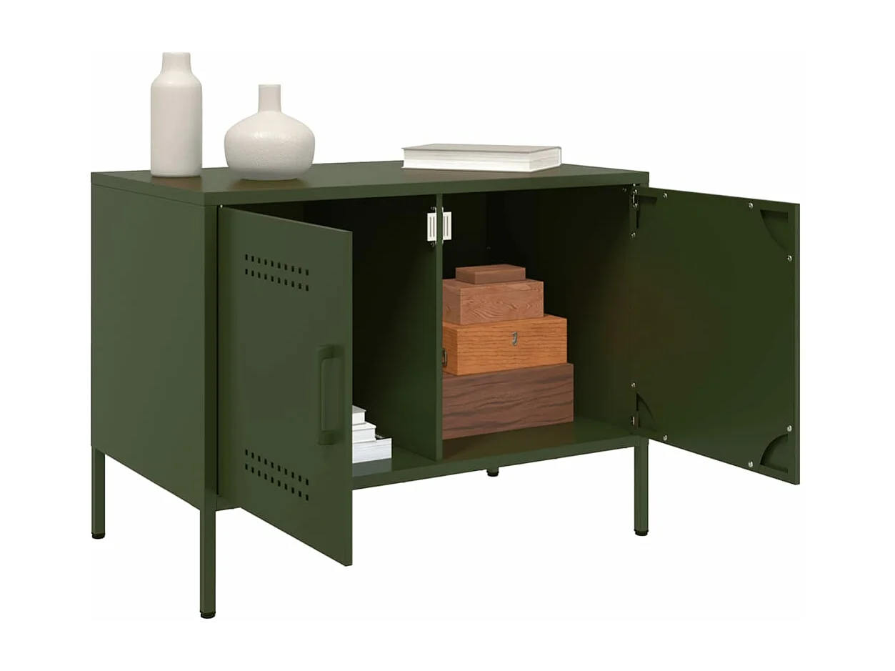 Tv-meubelen 2 st 68x39x50,5 cm staal olijfgroen