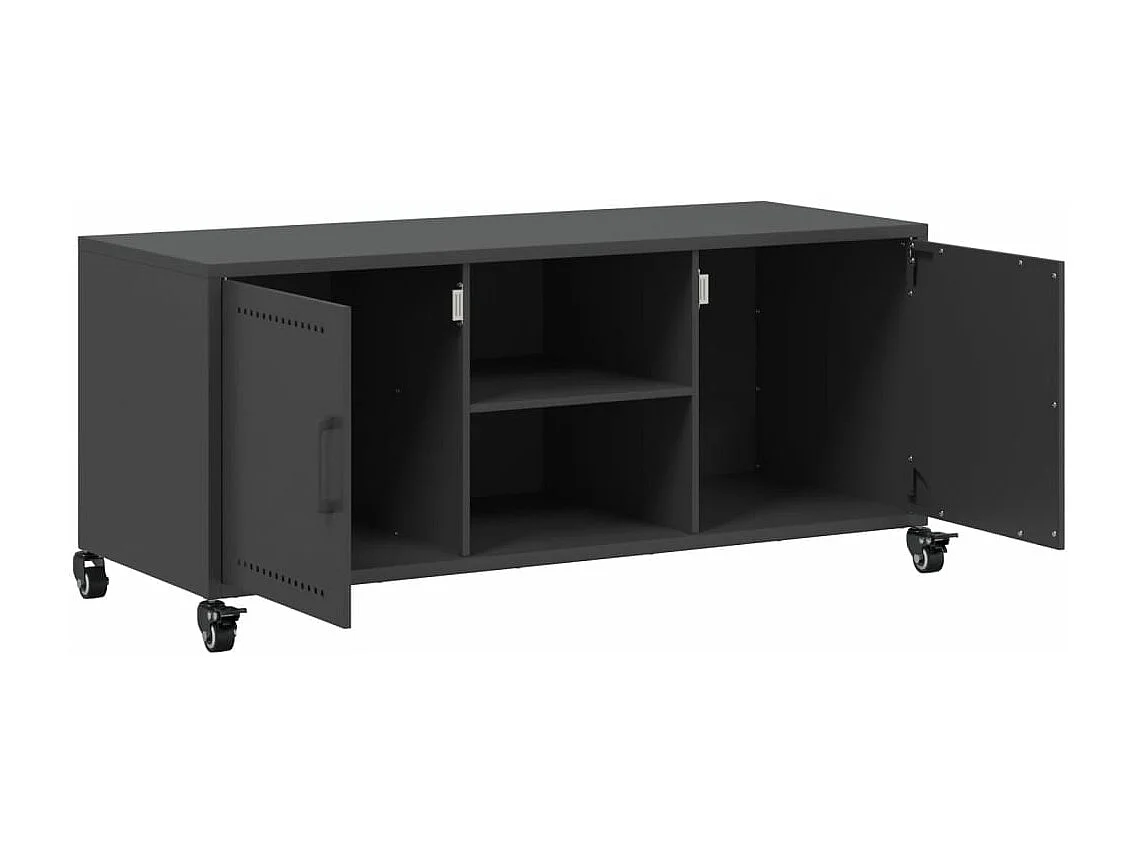 Meuble TV noir 100,5x39x43,5 cm acier