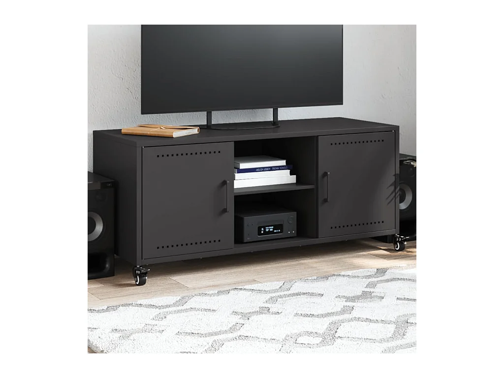 Mobile TV Nero 100,5x39x43,5 cm in Acciaio
