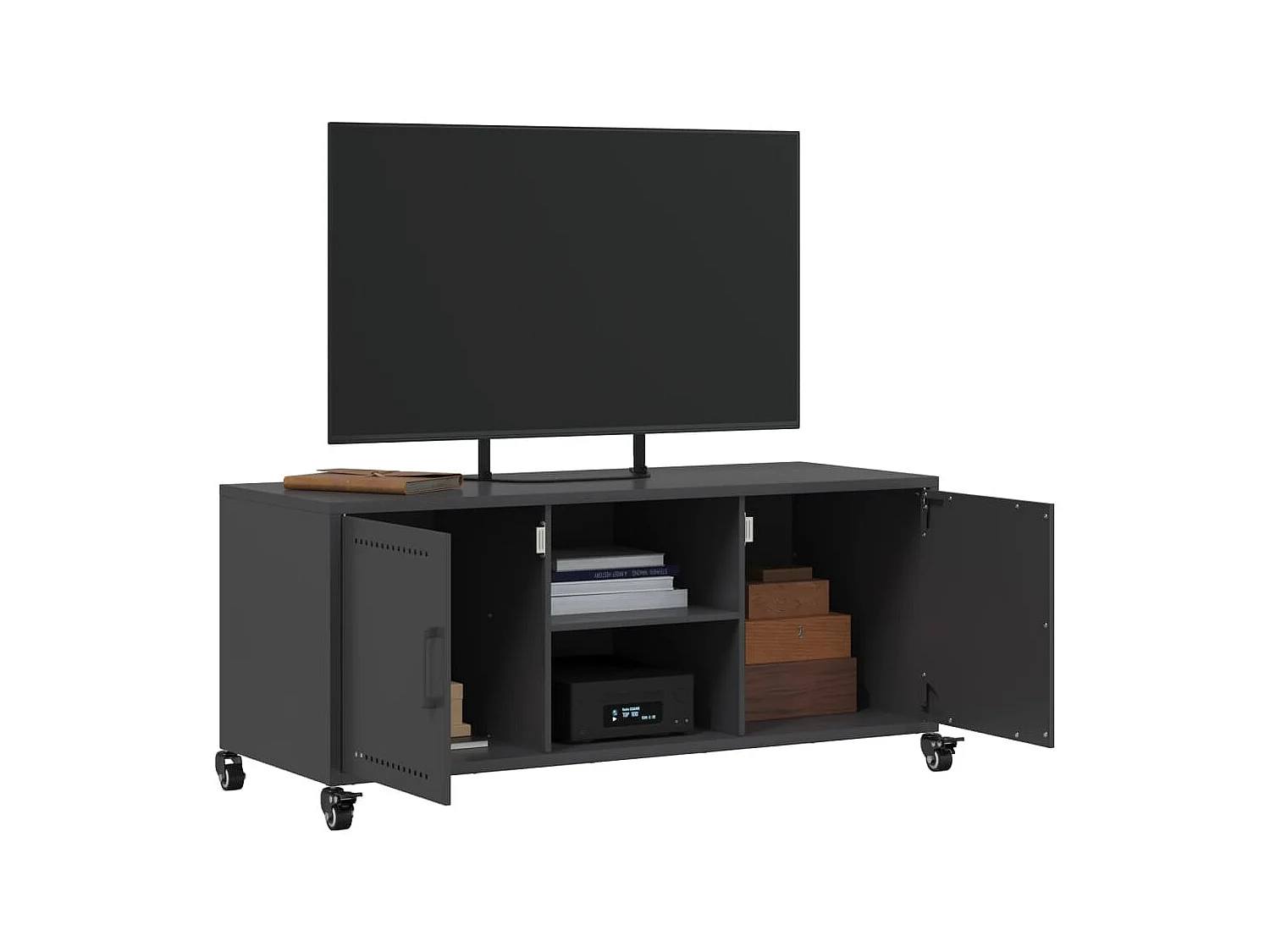 Tv-meubel 100,5x39x43,5 cm staal zwart