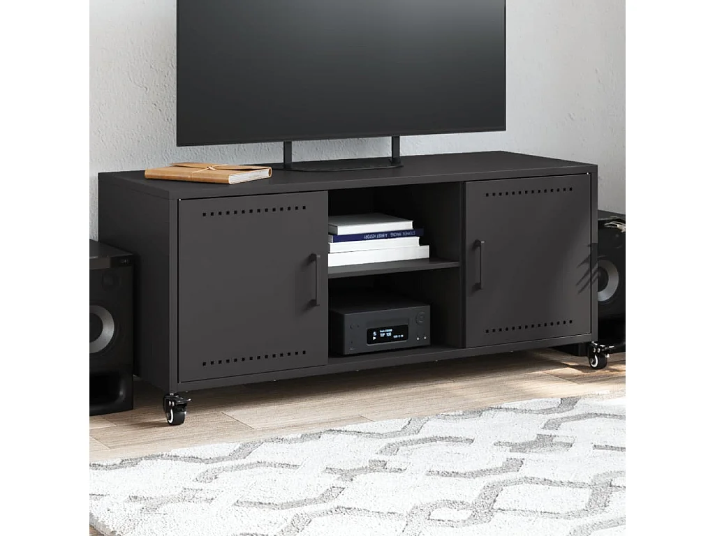 Meuble TV noir 100,5x39x43,5 cm acier