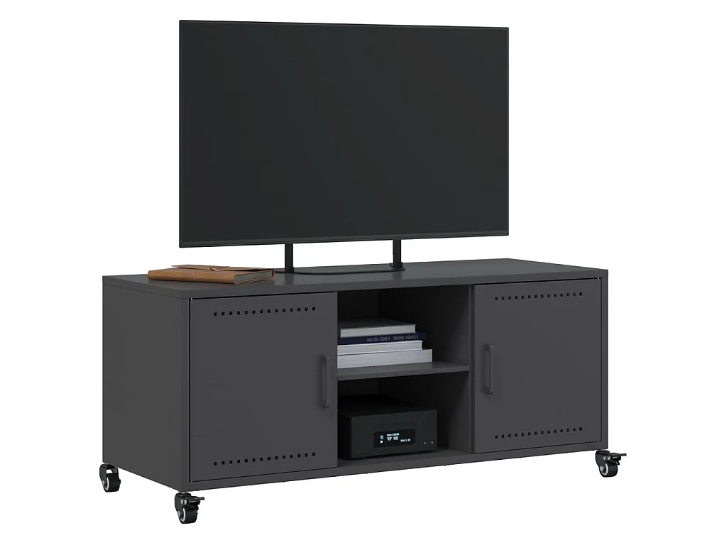 Meuble TV noir 100,5x39x43,5 cm acier