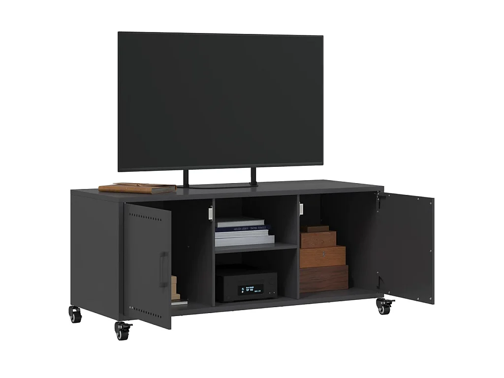 Meuble TV noir 100,5x39x43,5 cm acier