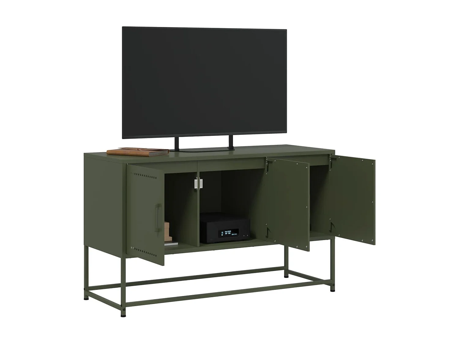 Meuble TV vert olive 100,5x39x60,5 cm acier