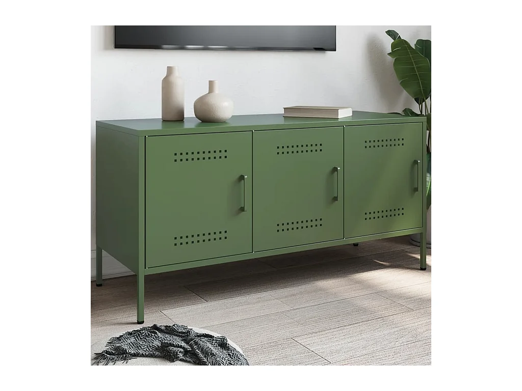 Móvel de TV 100,5x39x50,5 aço verde-azeitona