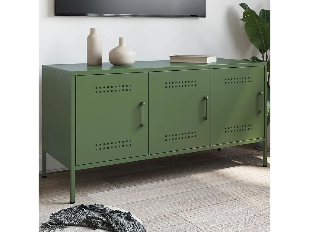 Móvel de TV 100,5x39x50,5 aço verde-azeitona