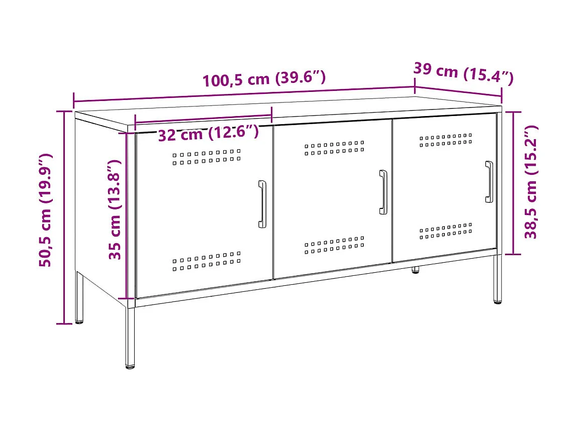 Móvel de TV 100,5x39x50,5 aço verde-azeitona