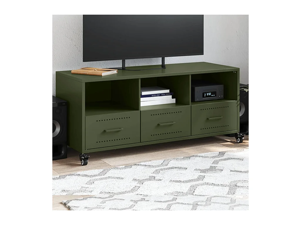 Tv-meubel 100,5x39x43,5 cm staal olijfgroen