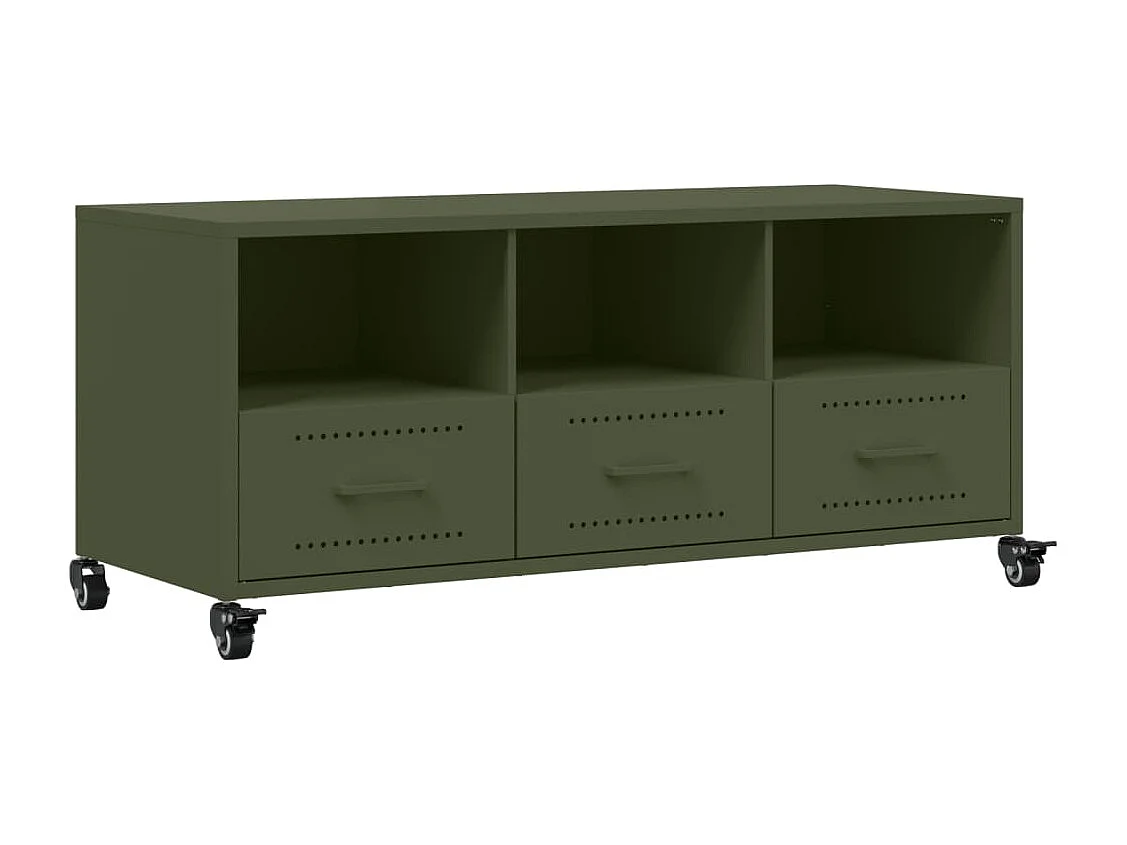 Meuble TV vert olive 100,5x39x43,5 cm acier
