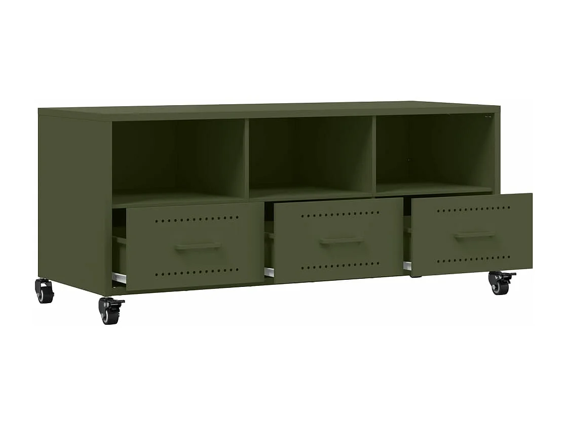 Meuble TV vert olive 100,5x39x43,5 cm acier