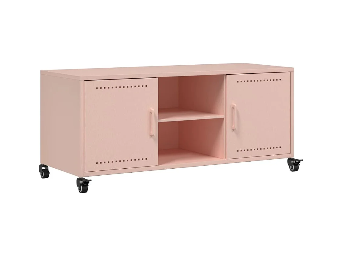 Meuble TV rose 100,5x39x43,5 cm acier