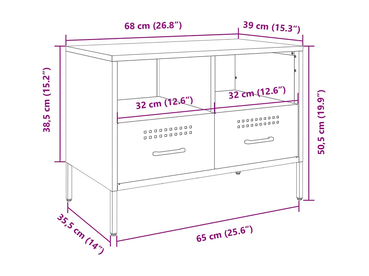 Mobili TV 2pz Rosa 68x39x50,5 cm in Acciaio