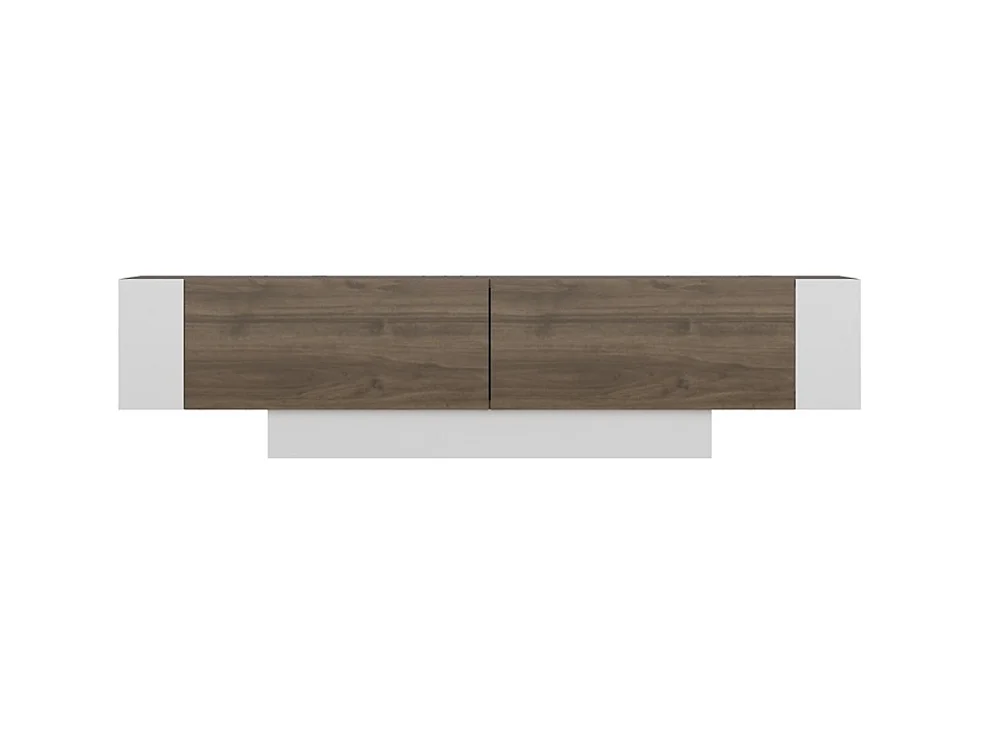 Meuble TV 2 portes décor noyer et blanc L150 cm - MATERA