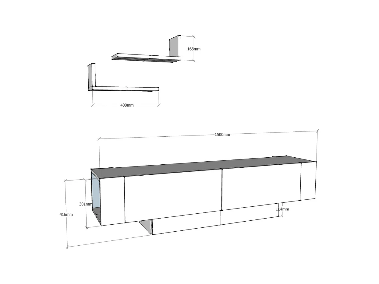TV-Schrank 2 Türen Nussbaum und Weiß Dekor L150 cm - MATERA