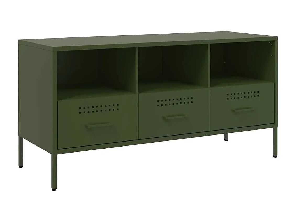 Meuble TV vert olive 100,5x39x50,5 cm acier