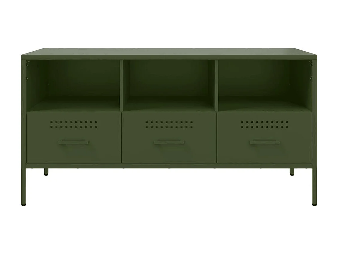 Meuble TV vert olive 100,5x39x50,5 cm acier