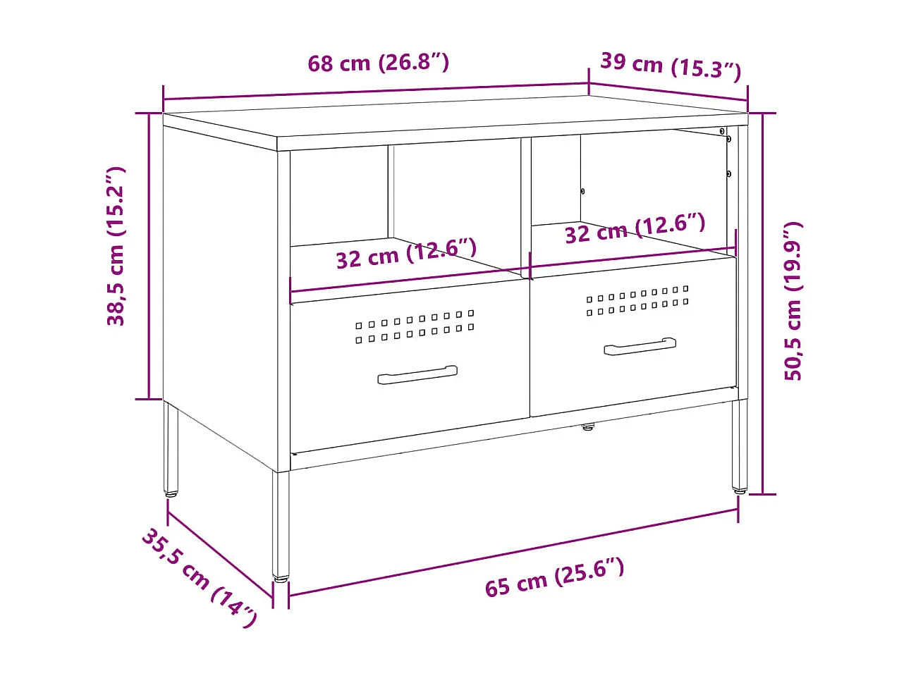 TV-Schrank Olivgrün 68x39x50,5 cm Stahl