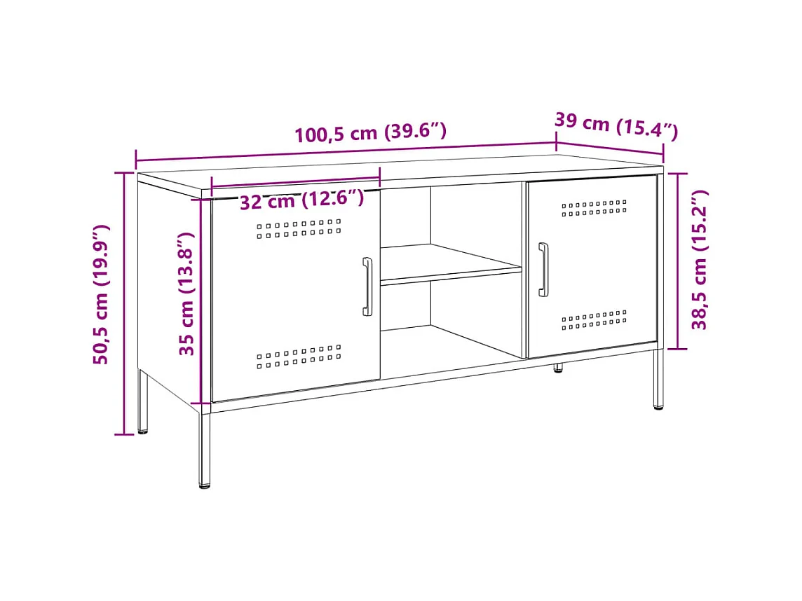 Mobile TV Verde Oliva 100,5x39x50,5 cm in Acciaio
