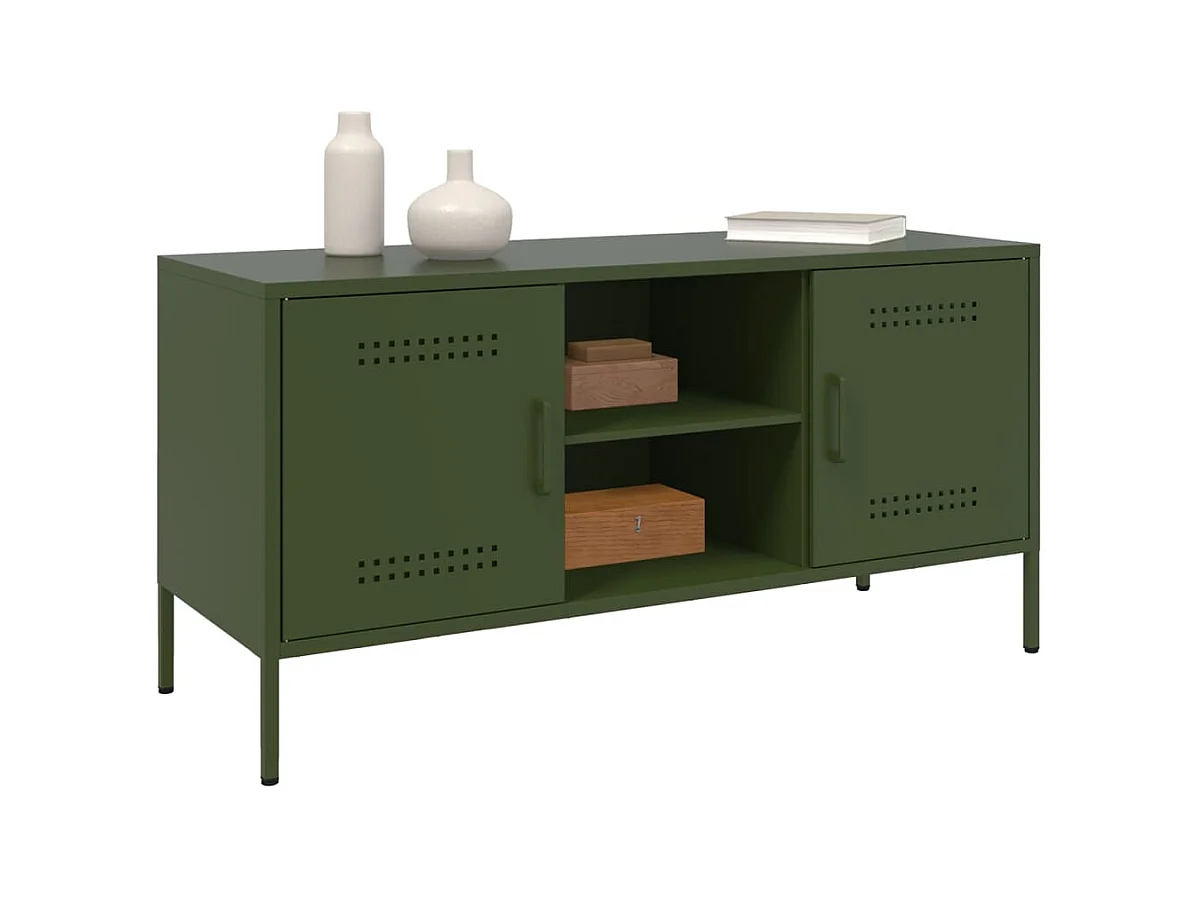 Mobile TV Verde Oliva 100,5x39x50,5 cm in Acciaio