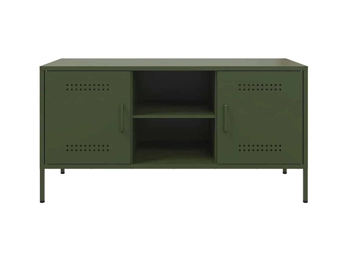Mobile TV Verde Oliva 100,5x39x50,5 cm in Acciaio