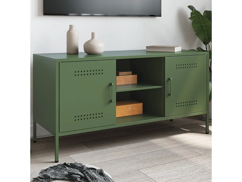 Móvel de TV 100,5x39x50,5 aço verde-azeitona