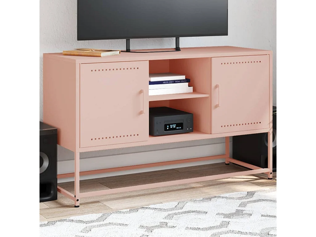 Meuble TV rose 100,5x39x60,5 cm acier