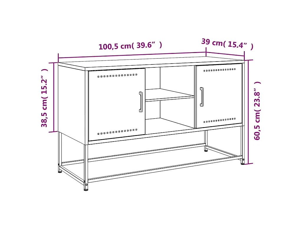 Meuble TV rose 100,5x39x60,5 cm acier