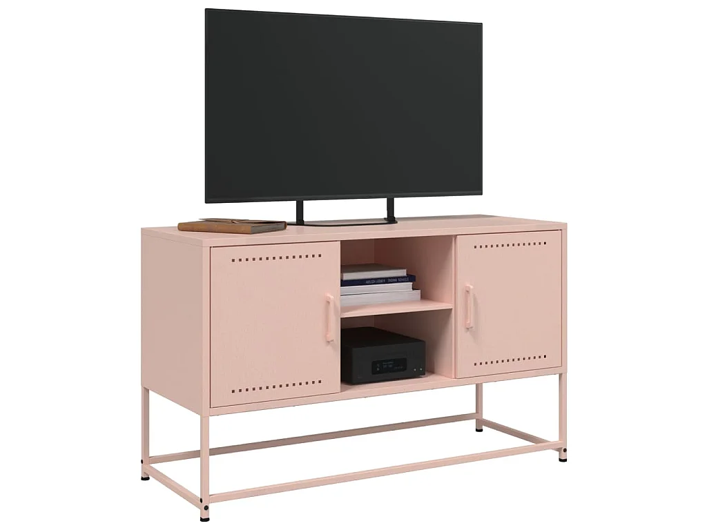 Meuble TV rose 100,5x39x60,5 cm acier