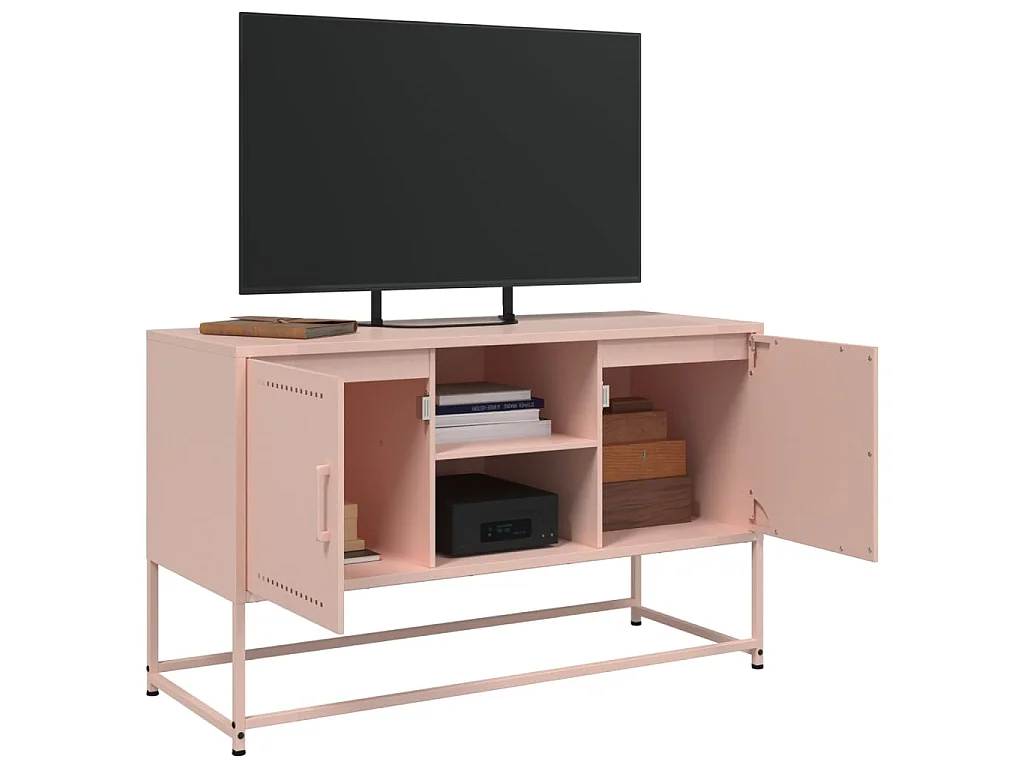 Meuble TV rose 100,5x39x60,5 cm acier