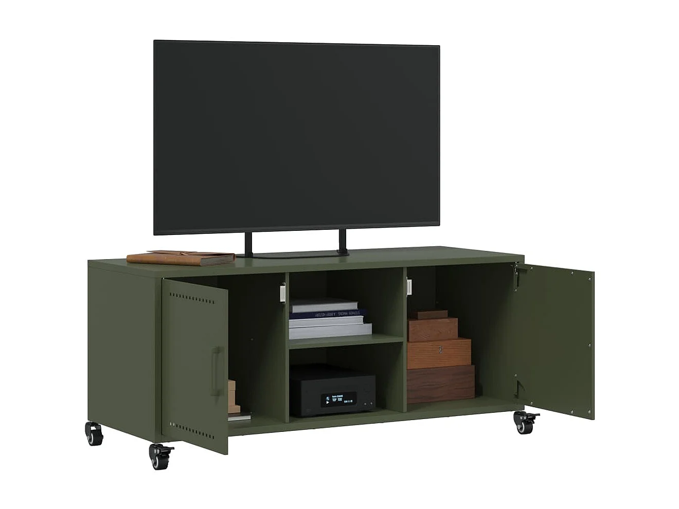 Móvel de TV 100,5x39x43,5 cm aço verde-azeitona