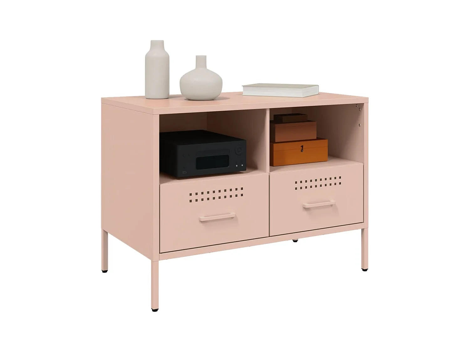 Meuble TV rose 68x39x50,5 cm acier