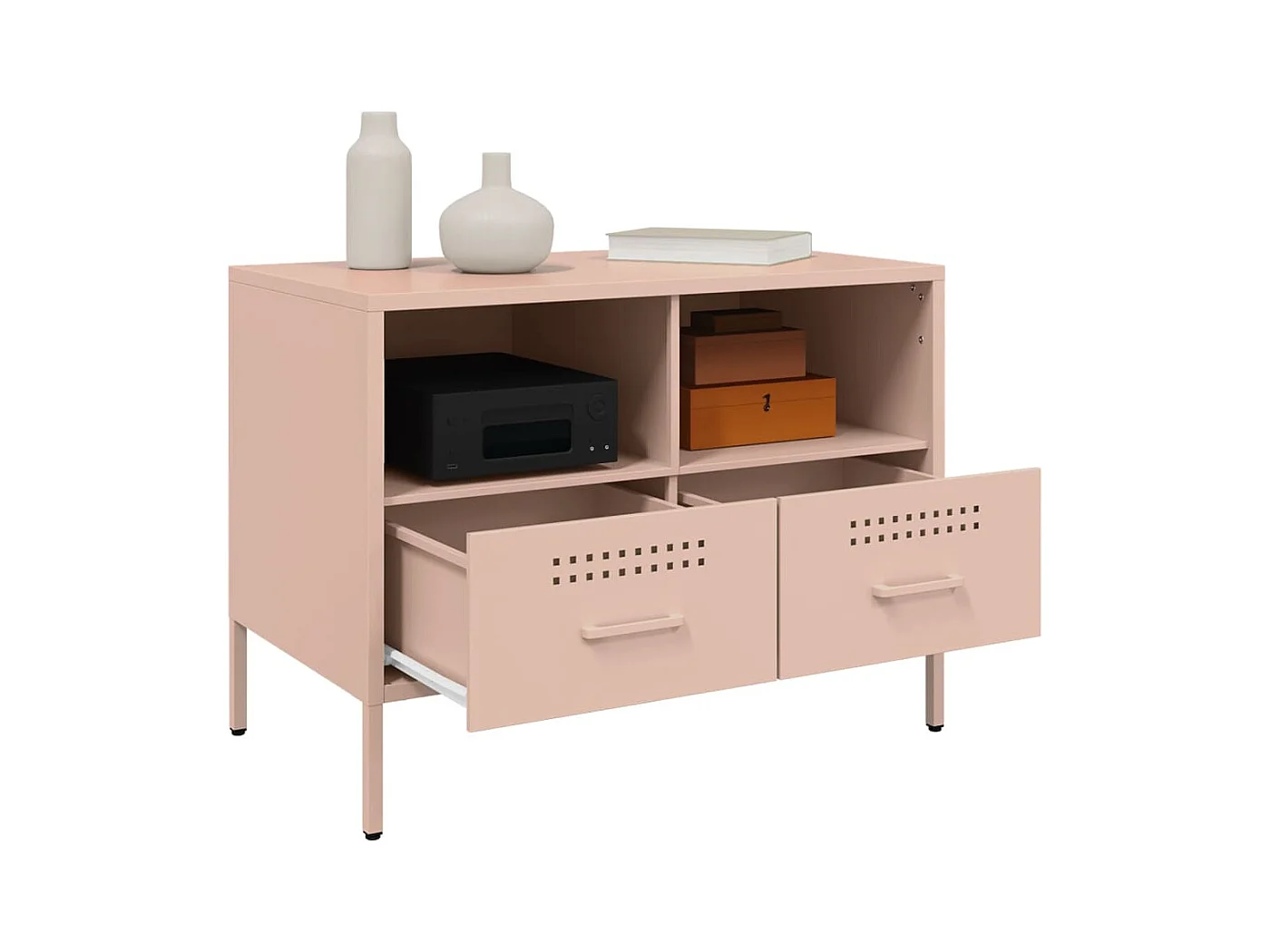 Meuble TV rose 68x39x50,5 cm acier