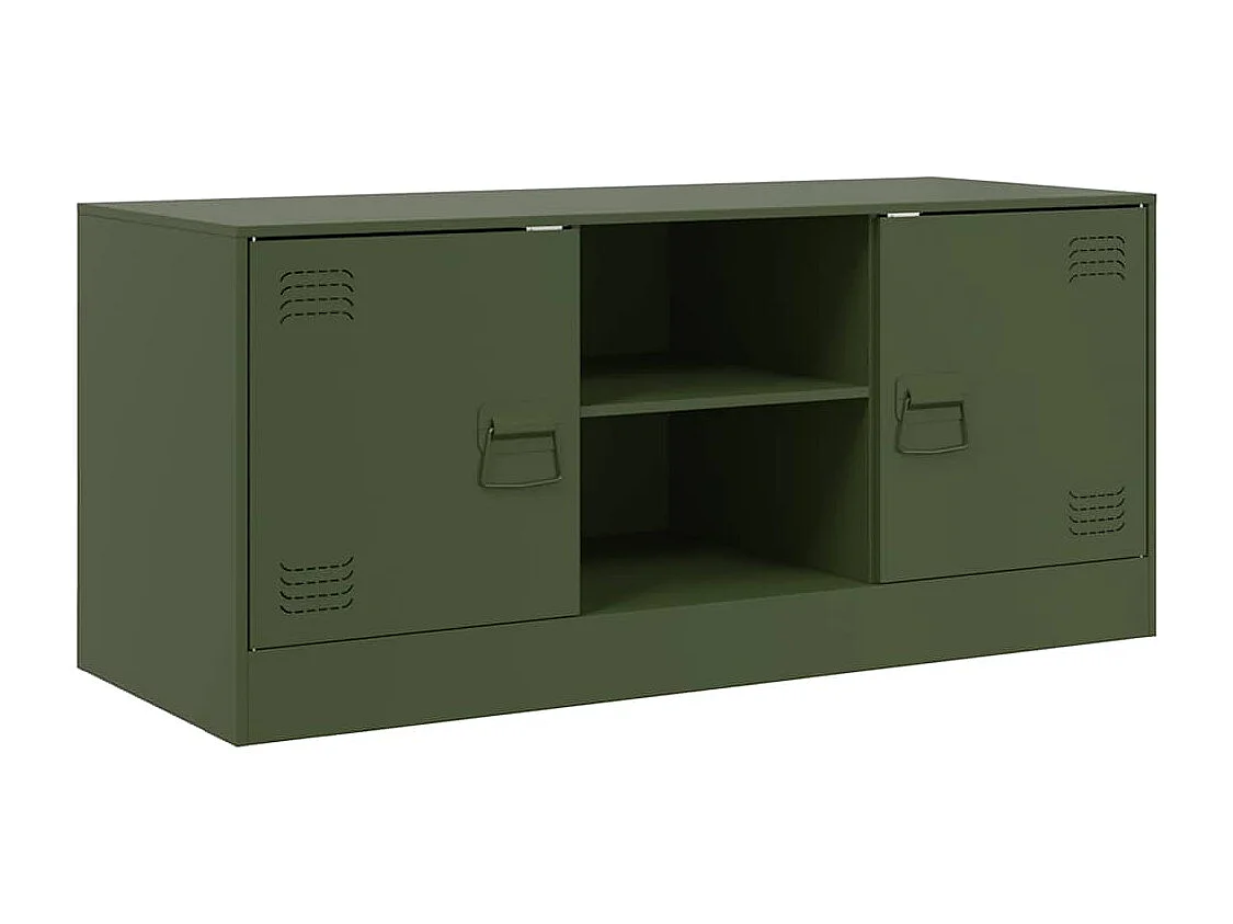 Meuble TV vert olive 99x39x44 cm acier